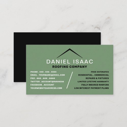 Sleek Roof Roofer Roofing Contractor Business Card