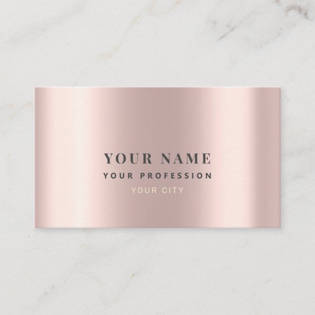Sleek Rose Gold Minimalist Metallic Elegant Chic Business Card (Front)