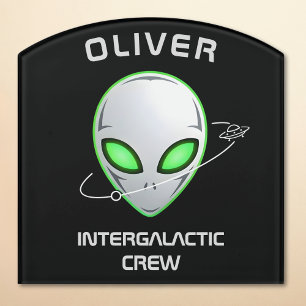 Sleek Sci-Fi UFO Alien Head Door Sign