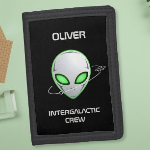 Sleek Sci-Fi UFO Alien Head Tri-fold Wallet