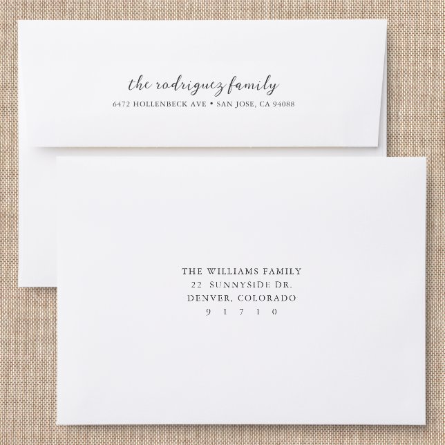 Sleek Serif and Script Back Addressed Envelopes (Linen)