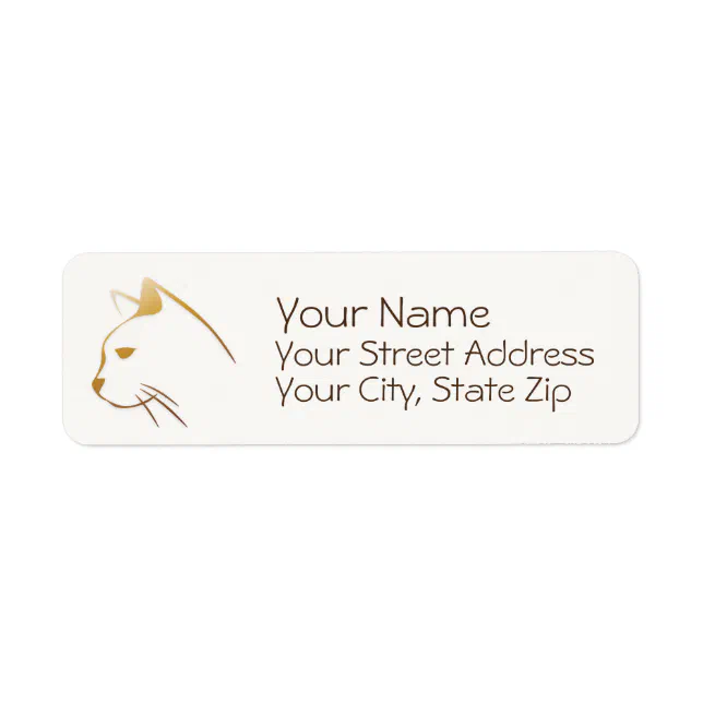 Sleek Shades of Brown Cat Sketch Label | Zazzle