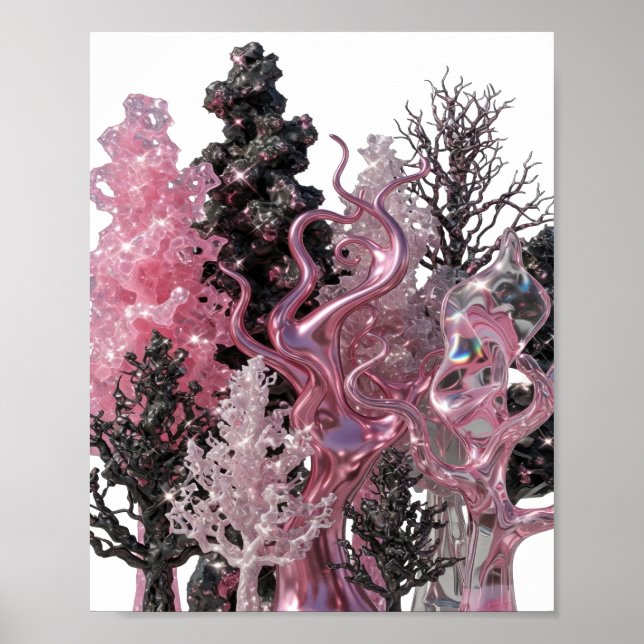 Sleek Silver ABSTRACT ART Abstract Design Poster (Front)