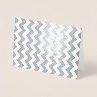 Sleek Silver and White Zigzag Foil Card