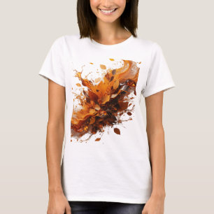 Sleek Silver AUTUMN LEAVES IN COFFEE SPLASH T-Shirt