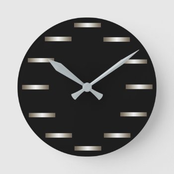 Sleek Silver Black Minimalism Urban Cricketdiane Round Clock by CricketDiane at Zazzle