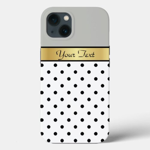 Sleek Silver Cloud Grey White  Black Polka Dots iPhone 13 Case