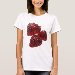 Sleek Silver THREE RED STRAWBERRIES Custom Design T-Shirt