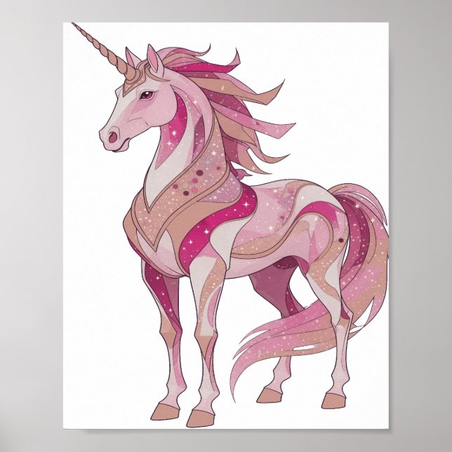 Sleek Silver UNICORN Custom Design Poster (Front)