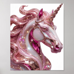 Sleek Silver UNICORN Modern Design Poster