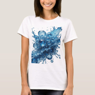 Sleek Silver WATER GLASS BUBBLES Artistic Motif T-Shirt
