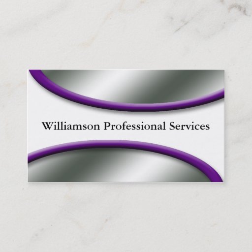 Customizable Sleek Silver with Purple Business Cards
