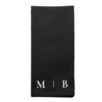 Sleek Simple B/W Monogram Cloth Napkins