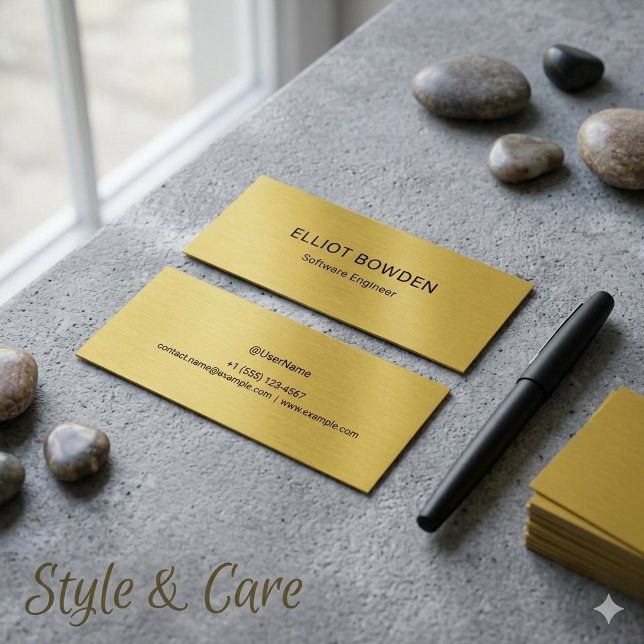 Sleek Simple Design Personalized Metallic Gold Calling Card (Sleek Simple Design Personalized Matallic Gold Calling Card)