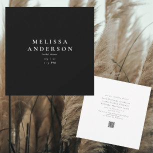 Sleek & Simple Modern B/W Square Bridal Shower Invitation