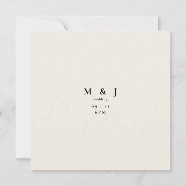 Sleek & Simple Modern Beige Square Wedding Invitation (Front)