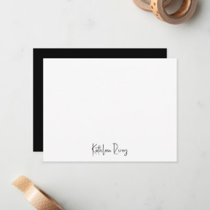 Sleek & Simple Modern Black & White Personalized  Note Card