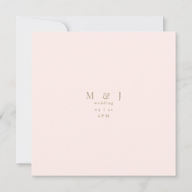 Sleek & Simple Modern Blush Square Wedding  Invitation (Front)