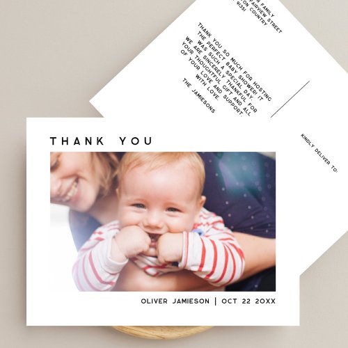 Sleek Simple Modern Custom Photo Baby Shower Postcard