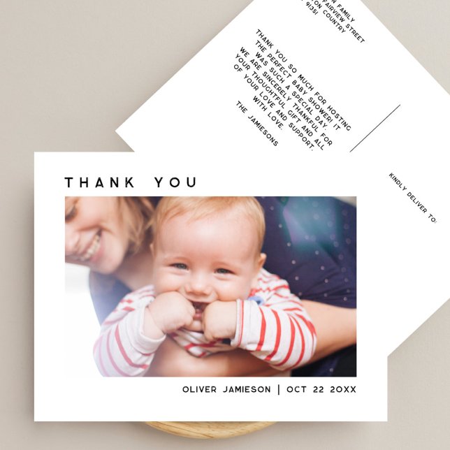 Sleek Simple Modern Custom Photo Baby Shower Postcard (Creator Uploaded)