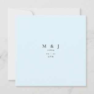 Sleek & Simple Modern Ice Blue Square Wedding Invitation