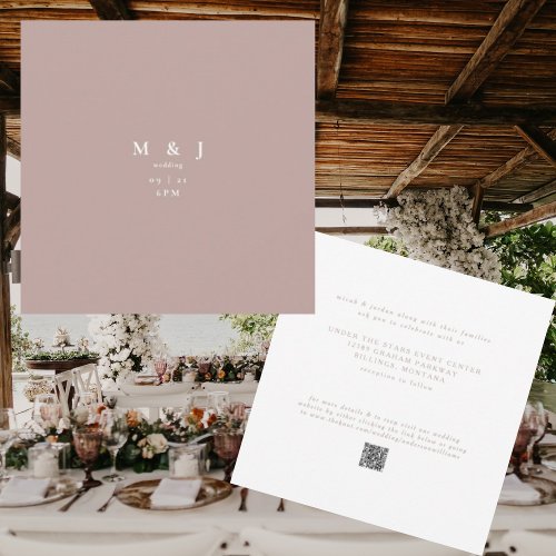 Sleek  Simple Modern Rose Gold Square Wedding Invitation