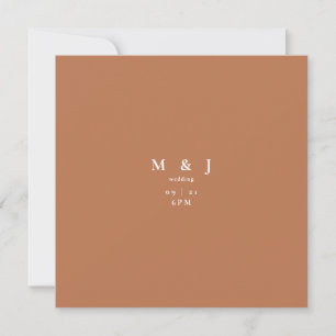 Sleek & Simple Modern Terracotta Square Wedding Invitation