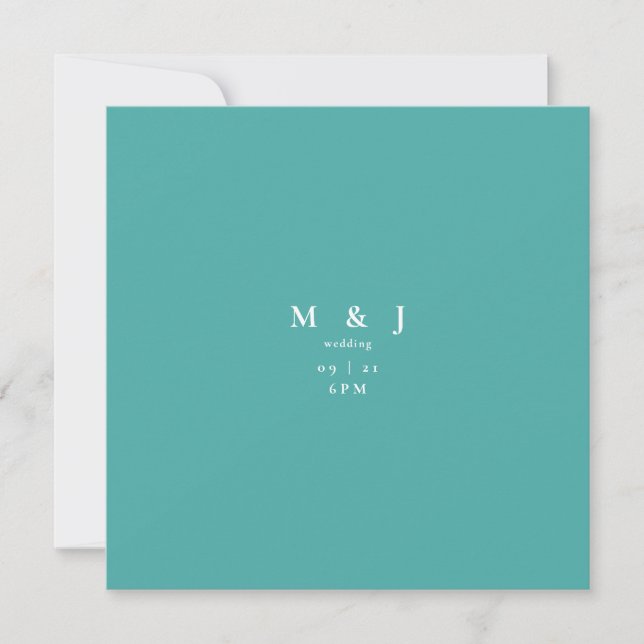 Sleek & Simple Modern Turquoise Square Wedding Invitation (Front)