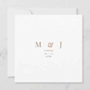 Sleek Simple Modern White Square Wedding Invitation