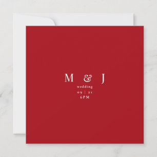 Sleek & Simple Modern Winter Red Square Wedding Invitation