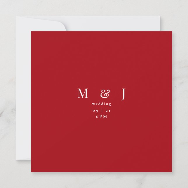 Sleek & Simple Modern Winter Red Square Wedding  Invitation (Front)