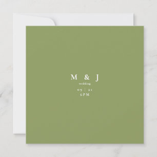 Sleek & Simple Moss Green Square Wedding Invitation