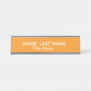 Sleek Simple orange Custom Desk  Name Plate