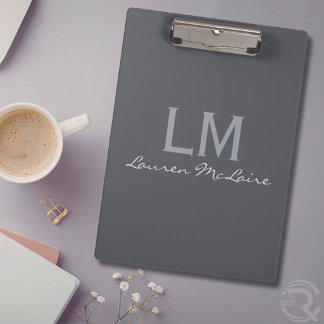 Sleek Slate Gray Corporate Financial Advisor Clipboard