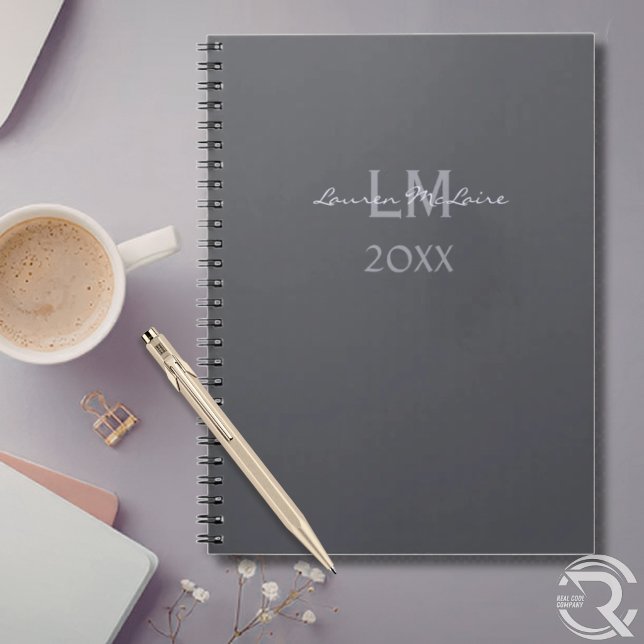 Sleek Slate Gray Corporate Professional Monogram Notebook (Sleek Slate Gray Corporate Professional Monogram Notebook)