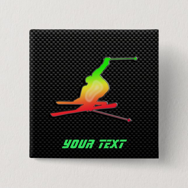 Sleek Snow Skiing Button (Front)