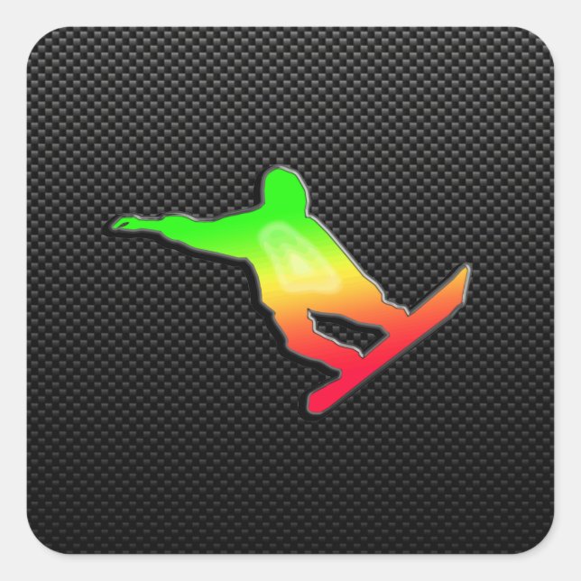Sleek Snowboarding Square Sticker (Front)