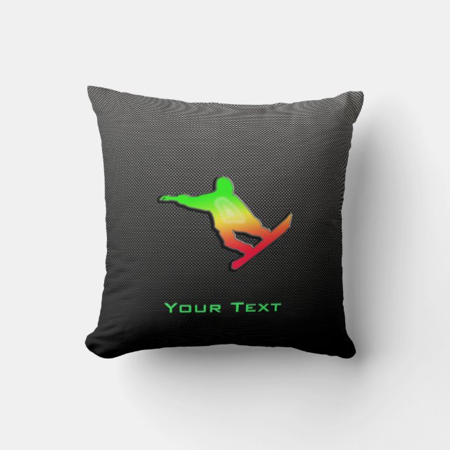 Sleek Snowboarding Throw Pillow (Front)