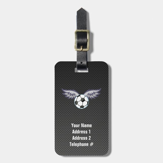 Sleek Soccer Ball Wings Luggage Tag (Front Vertical)