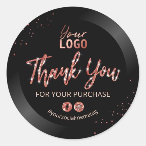 Sleek Sparkly Thank You For Your Purchase Classic Round Sticker