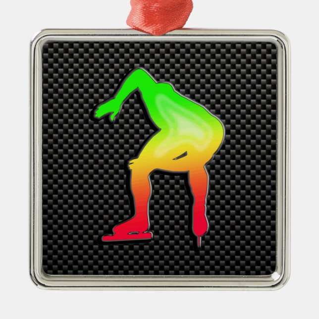 Sleek Speed Skater Metal Ornament (Front)
