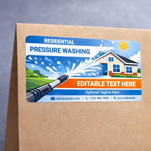 Sleek Split Residential pressure washing Design Label (Creator Uploaded)
