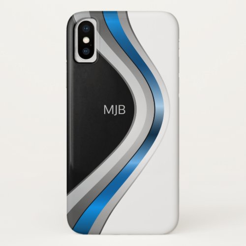 Sleek Sporty Metallic Curves with Any Monogram iPhone X Case