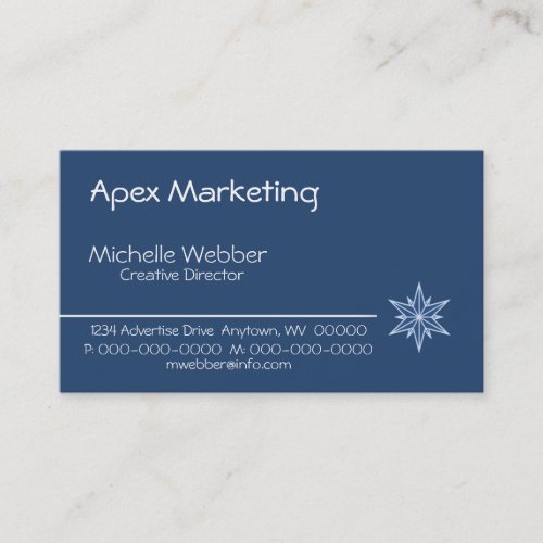 Sleek Starburst Business Card, Blue