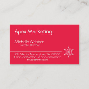 Sleek Starburst Business Card, Pink Card