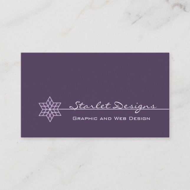 Sleek Starlet Business Card, Eggplant Business Card (Front)