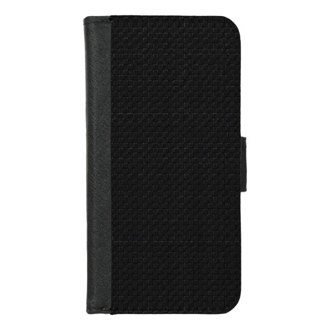 Sleek Stealth Black Carbon Micro Tech Texture iPhone Wallet Case (Front)