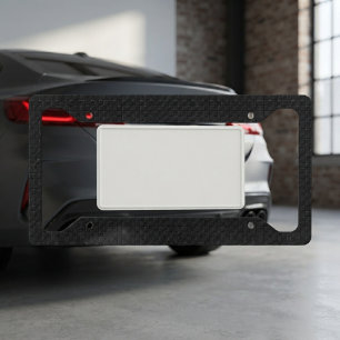 Sleek Stealth Black Carbon Micro Tech Texture License Plate Frame