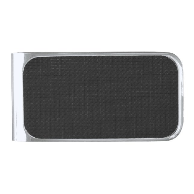 Sleek Stealth Black Carbon Micro Tech Texture Silver Finish Money Clip (Front)