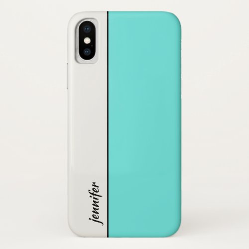 Sleek Style Color Block with Your Name iPhone X Case